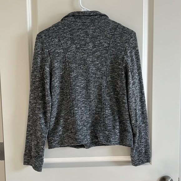 LOVE TREE Knit Asymmetrical Zip Moto Jacket Blazer Women's M Gray Marled - Picture 6 of 9